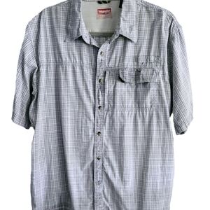 WRANGLER Button Down Casual Shirt Wrangler Gray Plaid Men's Shirt